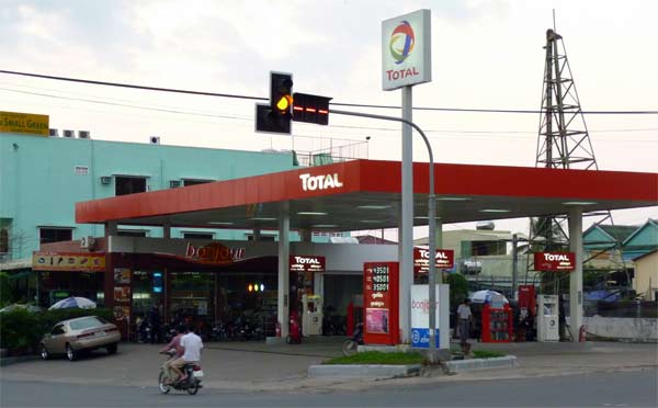 Total Gas and fast food in Sihanoukville, Cambodia.