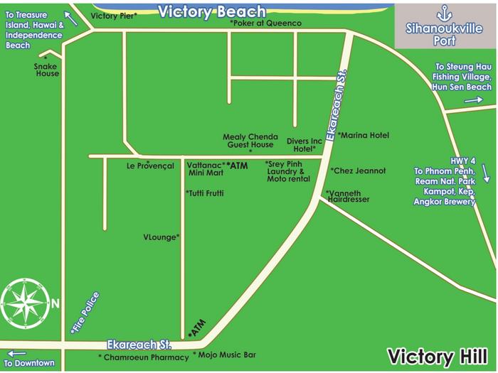 victory beach map.  sihanoukville, cambodia