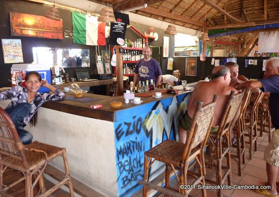 Martini Beach Bar & Restaurant in Sihanoukville, Cambodia.