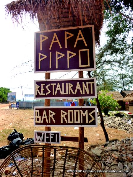 Papa Pippo Beach Bar and Rooms in Sihanoukville, Cambodia.  Otres Beach.