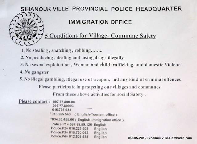 sihanoukville police phone numbers