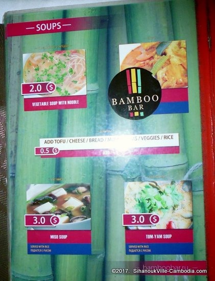 Bamboo Bar Vegetarian in Sihanoukville, Cambodia.