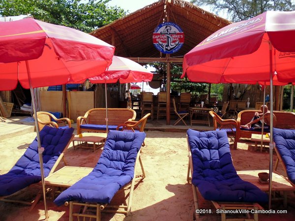 Captain Mike's Beach Bar in SihanoukVille, Cambodia.  Otres Beach.