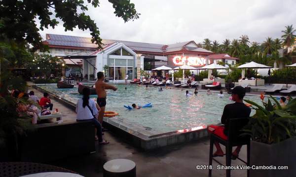 Queenco Hotel and Casino in SihanoukVille, Cambodia.  Bago Restaurant and Pool