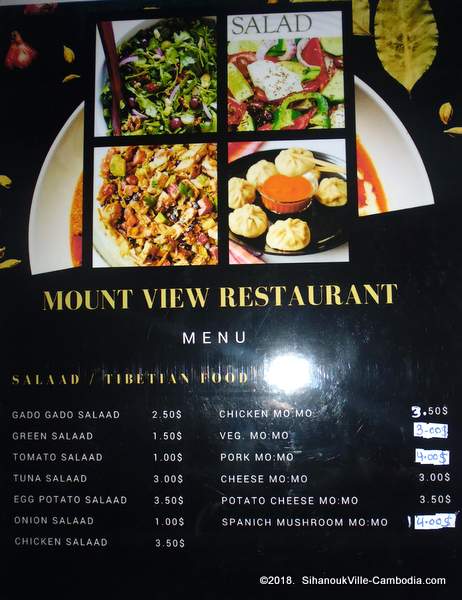 Mount View Nepalese Restaurant in SihanoukVille, Cambodia.