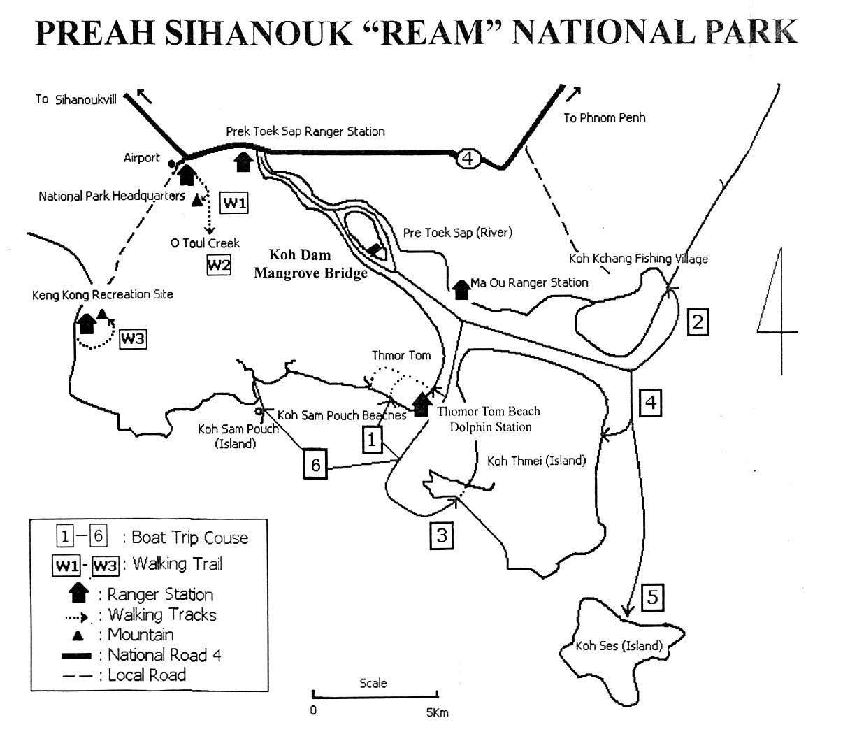 a map of ream national park in sihanoukville cambodia