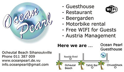 ocean pearl guesthouse restaurant bar on ocheteaul beach sihanoukville cambodia.