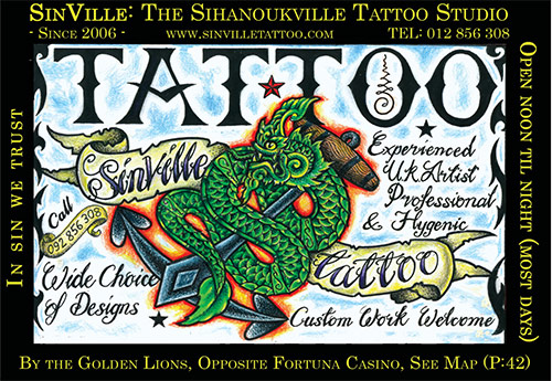 Sinville Tattoo in Sihanoukville, Cambodia.